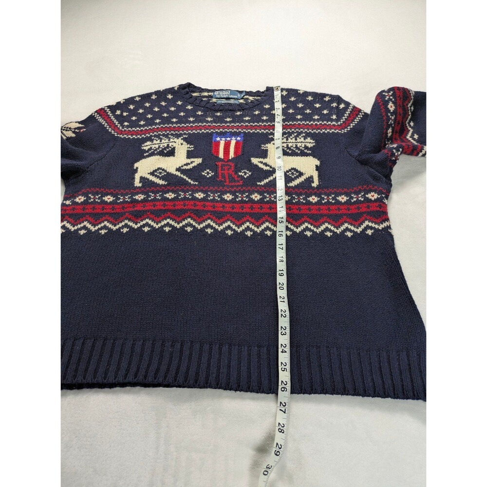 Polo Ralph Lauren Vintage Reindeer Shield Fair Isle Sweater XL Angora Cashmere - Picture 3 of 7